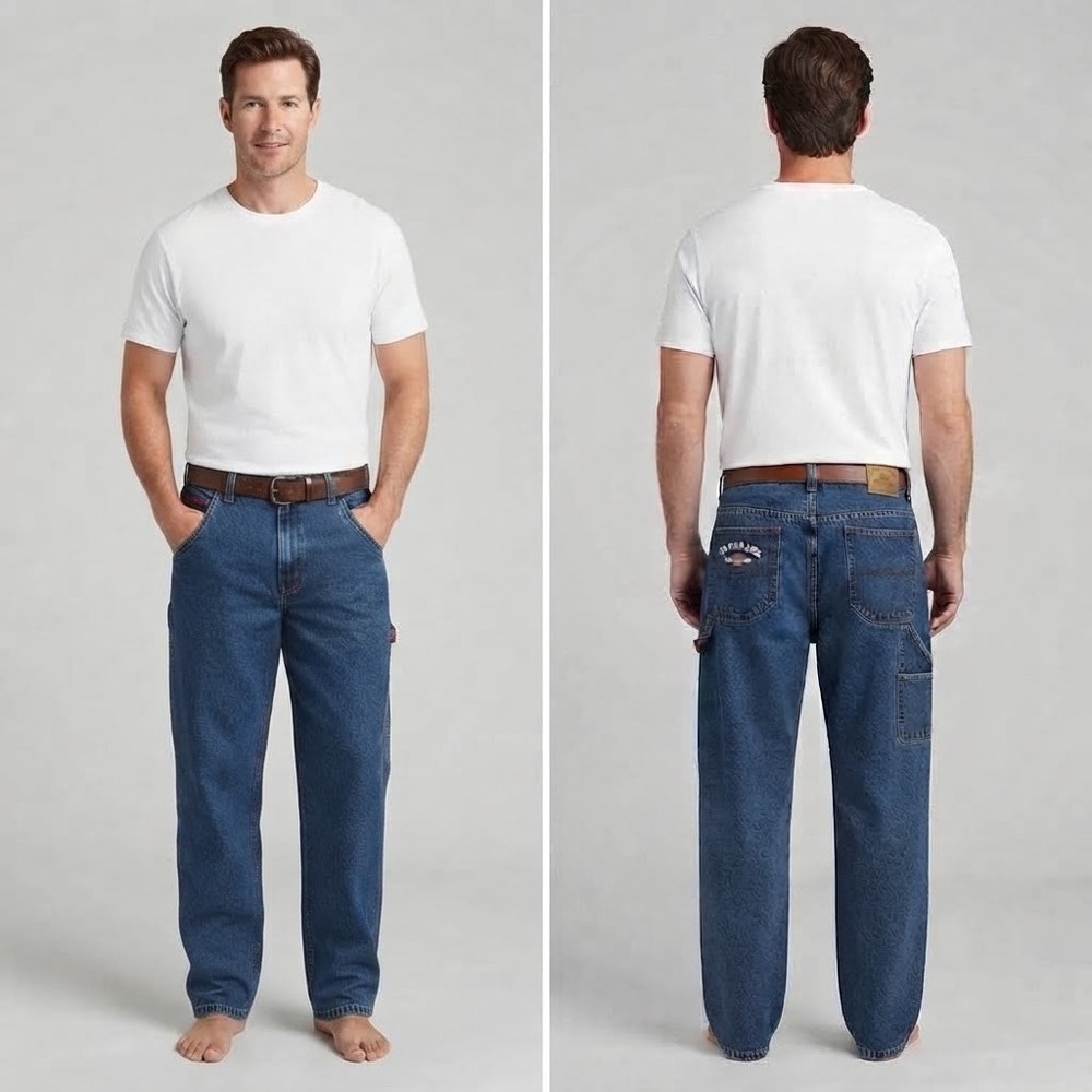 US Polo Assn Mens Carpenter Jeans 36x32 Blue Medium Wash 90s Y2K Utility Denim